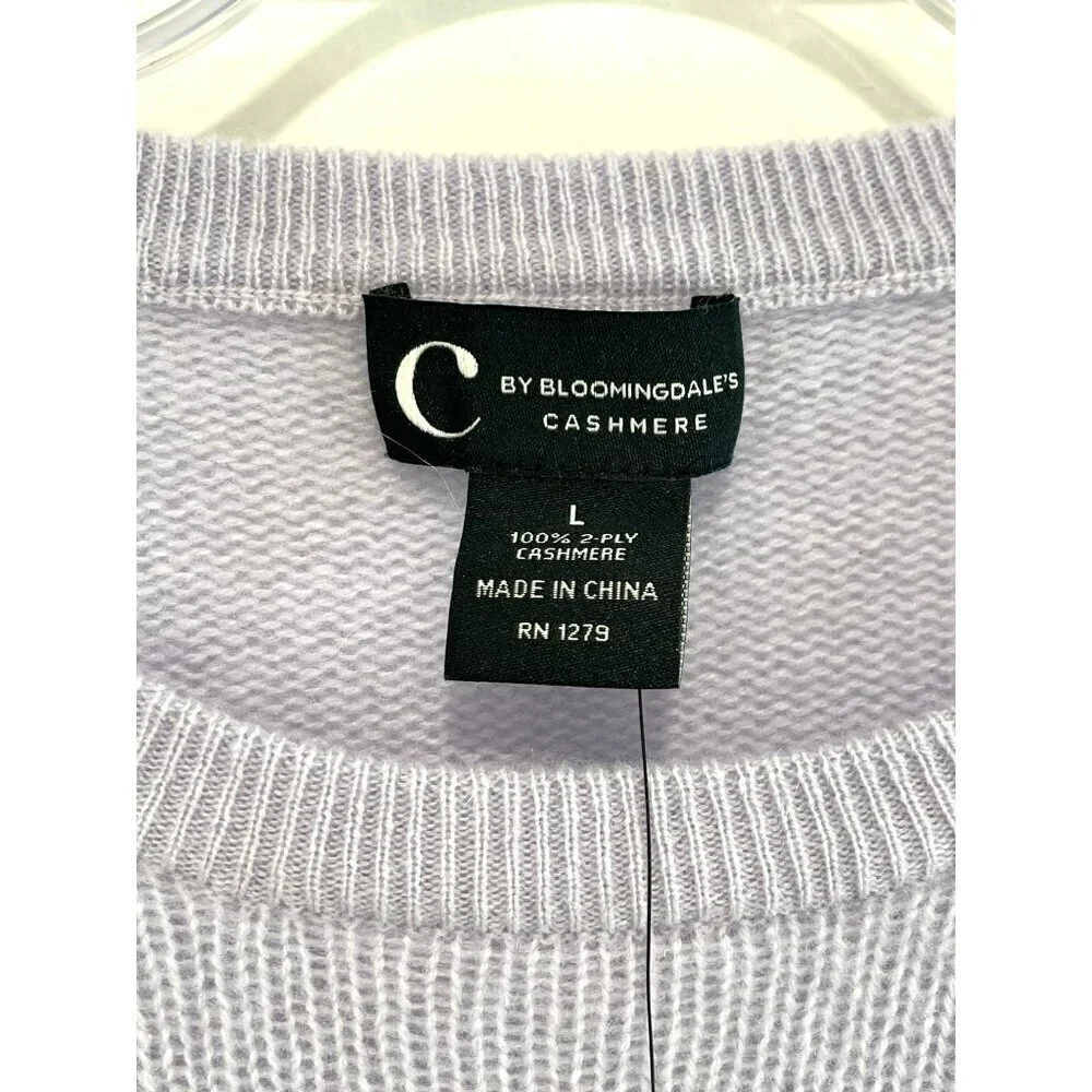 C by Bloomingdales Lavender Serenity Blue Cashmere Crewneck Sweater L